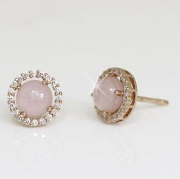 Pendientes Oro Rosa con piedra Opola con brites Ourense