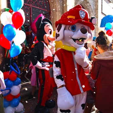 Visita de Papa Noel e os seus amigos