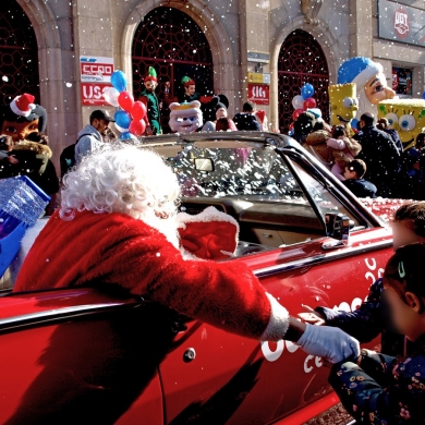 Visita de Papa Noel e os seus amigos