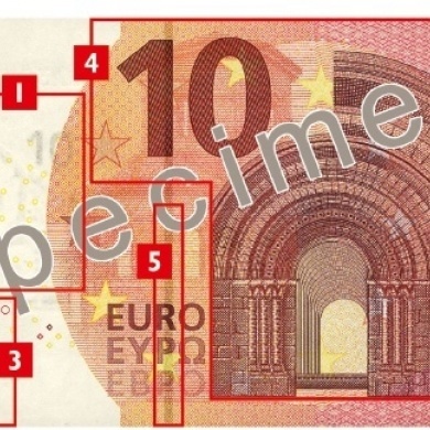 Elementos de seguridad en el nuevo billete de 10€.