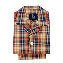 Pijama Kiff-kiff en villela de algodón a cuadros beige y marino